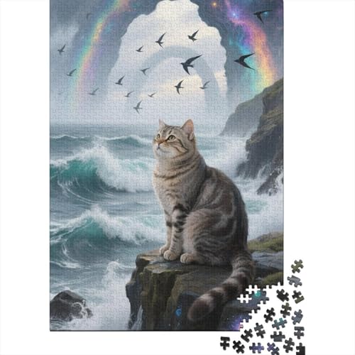 Russisch Blau Holzpuzzle 1000 Teile Für Erwachsene & Jugendliche - Tier Kunst Unmögliches Puzzle Spielzeug, Pädagogisches Geduldspiel, Premium Geburtstagsgeschenk 1000pcs (75x50cm) von FYQTCIAN