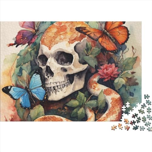 Schädel Puzzles 1000 Teile Schwer Puzzle Spielzeug Lernspiel Impossible Halloween-Thema Herausforderung Spielzeug Für Erwachsene Und Kinder in Bewährter 1000pcs (75x50cm) von FYQTCIAN