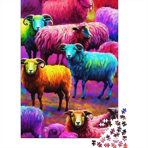 Schaf Holzpuzzle 1000 Teile Für Erwachsene & Jugendliche - Zeichentrickfilm Unmögliches Puzzle Spielzeug, Pädagogisches Geduldspiel, Premium Geburtstagsgeschenk 1000pcs (75x50cm) von FYQTCIAN