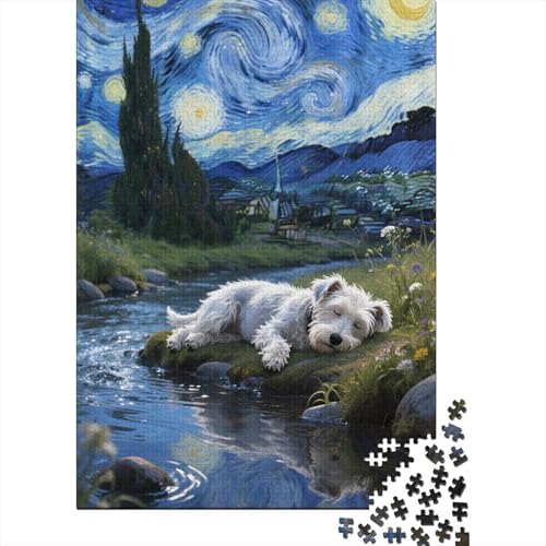 Schnauzer Holzpuzzle 1000 Teile Für Erwachsene & Jugendliche - Tier Kunst Unmögliches Puzzle Spielzeug, Pädagogisches Geduldspiel, Premium Geburtstagsgeschenk 1000pcs (75x50cm) von FYQTCIAN