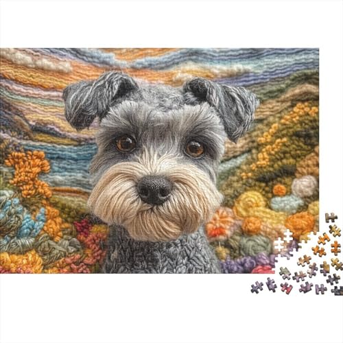 Schnauzer Puzzles 1000 Teile Schwer Puzzle Spielzeug Lernspiel Impossible Tier Hund Herausforderung Spielzeug Für Erwachsene Und Kinder in Bewährter 1000pcs (75x50cm) von FYQTCIAN