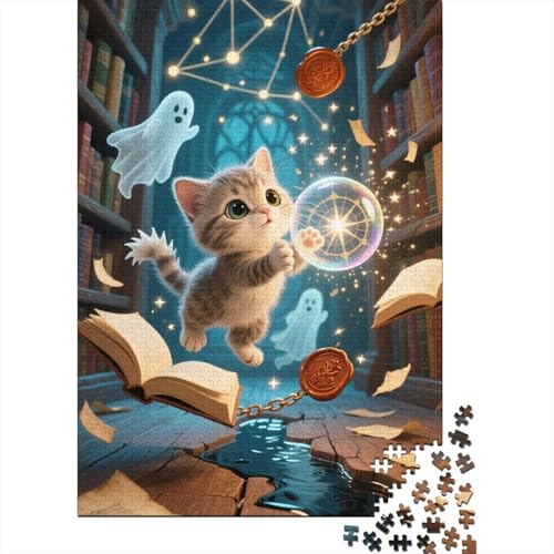 Schottische Falte Holz Puzzle 1000 Teile Für Erwachsene - Unmögliches Legespiel, Stressabbau Spielzeug,Tier Kunst Premium Home Dekoration, 1000pcs (75x50cm) von FYQTCIAN
