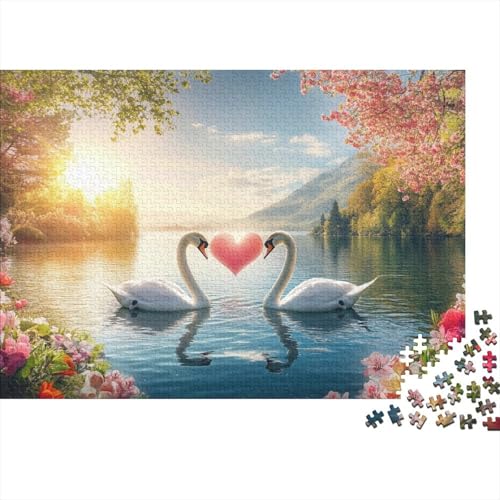 Schwan Puzzles 1000-teilige Schwer Puzzle Spielzeug Lernspiel Impossible Tier Herausforderungsspielzeug Für Erwachsene Kinder 1000pcs (75x50cm) von FYQTCIAN