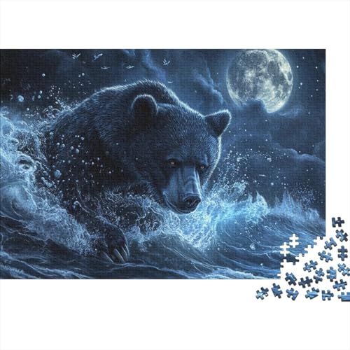 Schwarzer Bär Puzzles 1000 Teile Schwer Puzzle Spielzeug Lernspiel Impossible Tier Herausforderung Spielzeug Für Erwachsene Kinder 1000pcs (75x50cm) von FYQTCIAN