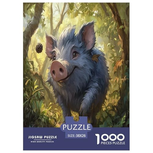 Schwein Puzzle 1000-teilige Schwer Puzzle Spielzeug Pädagogisches Spiel Impossible Herausforderung Spielzeug Für Erwachsene Und Kinder in Bewährter 38x26cm/1000pcs von FYQTCIAN
