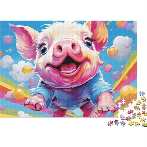 Schwein Puzzle 1000-teilige Schwer Puzzle Spielzeug Pädagogisches Spiel Impossible Herausforderungsspielzeug Für Erwachsene Und Kinder Ab 12 Jahren 1000pcs (75x50cm) von FYQTCIAN