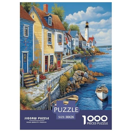 Seaside Stadt Puzzles 1000 Teile Schwer Puzzle Spielzeug Lernspiel Impossible Herausforderung Spielzeug Für Erwachsene Kinder 38x26cm/1000pcs von FYQTCIAN