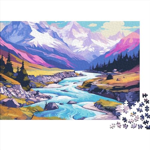 Seen und verschneite Berge Puzzle 1000 Teile Schwer Puzzle Spielzeug Lernspiel Impossible Herausforderungsspielzeug Für Erwachsene Kinder 1000pcs (75x50cm) von FYQTCIAN