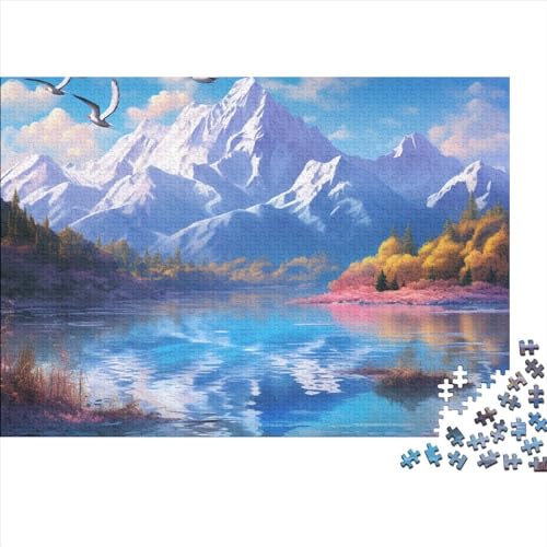 Seen und verschneite Berge Puzzle 1000-teilige Schwer Puzzle Spielzeug Pädagogisches Spiel Impossible Herausforderungsspielzeug Für Erwachsene Und Kinder Ab 12 Jahren 1000pcs (75x50cm) von FYQTCIAN