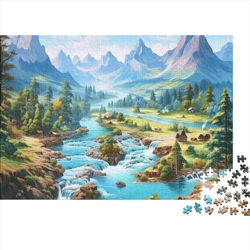 Seen und verschneite Berge Puzzles 1000 Teile Schwer Puzzle Spielzeug Pädagogisches Spiel Impossible Herausforderungsspielzeug Für Erwachsene Kinder 1000pcs (75x50cm) von FYQTCIAN
