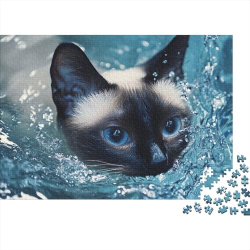 Siamkätzchen Puzzle 1000-teilige Schwer Puzzle Spielzeug Pädagogisches Spiel Impossible Pet Hund Herausforderungsspielzeug Für Erwachsene Kinder 1000pcs (75x50cm) von FYQTCIAN