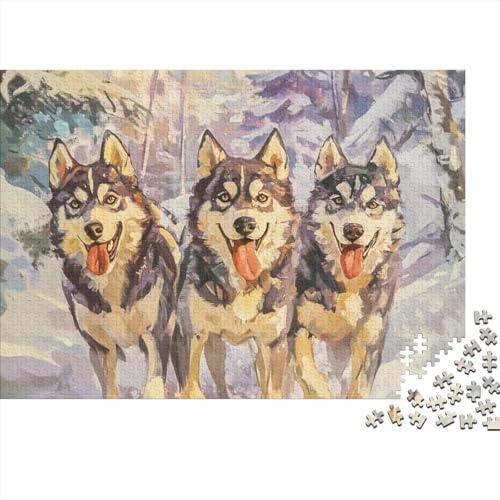 Sibirischer Husky Puzzle 1000 Teile Schwer Puzzle Spielzeug Pädagogisches Spiel Impossible Tier Hund Herausforderung Spielzeug Für Erwachsene Und Kinder Ab 14 Jahren 1000pcs (75x50cm) von FYQTCIAN