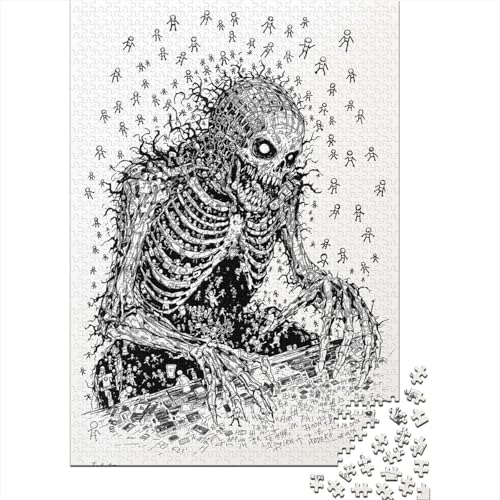 Skull Holzpuzzle 1000 Teile Für Erwachsene & Jugendliche - Unmögliches Puzzle Spielzeug, Pädagogisches Geduldspiel, Premium Geburtstagsgeschenk 1000pcs (75x50cm) von FYQTCIAN