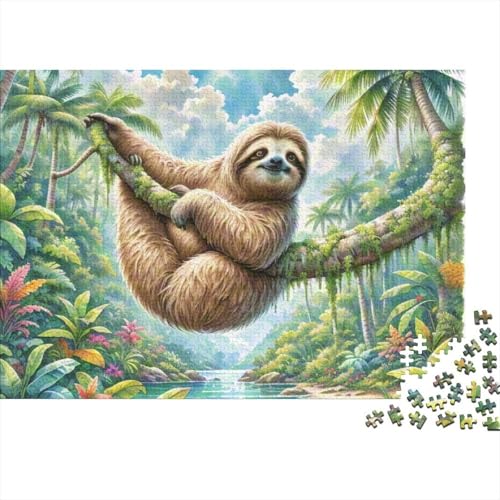 Sloth 1000 Teile Premium Holz Puzzle Für Erwachsene - Herausforderndes Geschicklichkeitsspiel, Entspannendes Legespiel Für Familie, Wanddekoration Geschenk 1000pcs (75x50cm) von FYQTCIAN