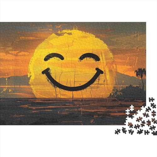 Smiling Face Holz Puzzle 1000 Teile Für Erwachsene - Unmögliches Legespiel, Stressabbau Spielzeug,Art Premium Home Dekoration, 1000pcs (75x50cm) von FYQTCIAN