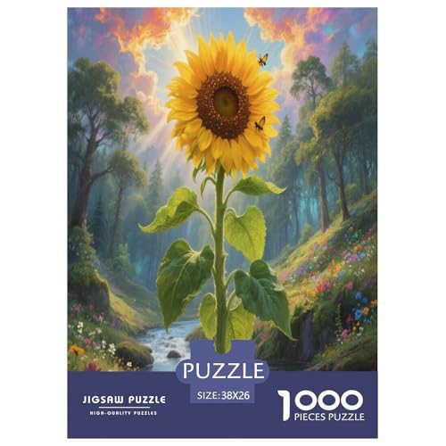 Sonnenblumen Puzzles 1000 Teile Schwer Puzzle Spielzeug Pädagogisches Spiel Impossible Herausforderung Spielzeug Für Erwachsene Und Kinder Ab 12 Jahren 38x26cm/1000pcs von FYQTCIAN