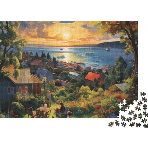 Sonnenuntergang über dem Hafen Puzzles 1000-teilige Schwer Puzzle Spielzeug Lernspiel Impossible Herausforderungsspielzeug Für Erwachsene Kinder 1000pcs (75x50cm) von FYQTCIAN