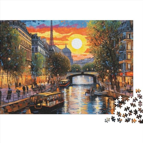 Stadtbild Architektur Puzzle 1000-teilige Schwer Puzzle Spielzeug Lernspiel Impossible Herausforderung Spielzeug Für Erwachsene Kinder 1000pcs (75x50cm) von FYQTCIAN