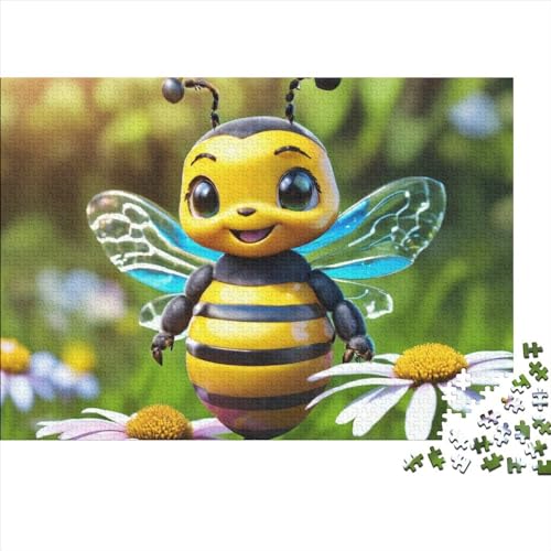 Süße Biene Puzzle 1000-teilige Schwer Puzzle Spielzeug Lernspiel Impossible CKunstoon Herausforderung Spielzeug Für Erwachsene Und Kinder Ab 12 Jahren 1000pcs (75x50cm) von FYQTCIAN