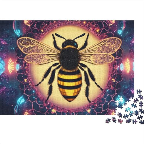 Süße Biene Puzzles 1000 Teile Schwer Puzzle Spielzeug Pädagogisches Spiel Impossible Niedliche Tiere Herausforderung Spielzeug Für Erwachsene Und Kinder Ab 12 Jahren 1000pcs (75x50cm) von FYQTCIAN