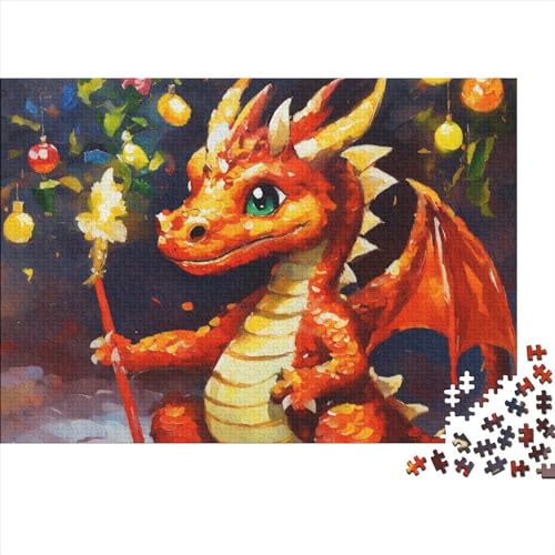 Süßer Drache Puzzle 1000 Teile Schwer Puzzle Spielzeug Lernspiel Impossible CKunstoon Herausforderung Spielzeug Für Erwachsene Und Kinder in Bewährter 1000pcs (75x50cm) von FYQTCIAN