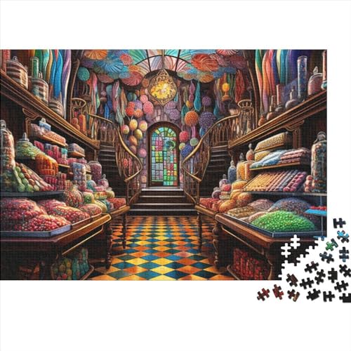 Süßwarenladen Puzzles 1000 Teile Schwer Puzzle Spielzeug Lernspiel Impossible Herausforderung Spielzeug Für Erwachsene Und Kinder Ab 12 Jahren 1000pcs (75x50cm) von FYQTCIAN