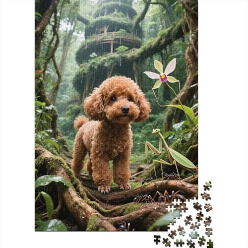 Teacup-Pudel 1000 Teile Premium Holz Puzzle Für Erwachsene - Herausforderndes Geschicklichkeitsspiel,Tier Kunst Entspannendes Legespiel Für Familie, Wanddekoration Geschenk 1000pcs (75x50cm) von FYQTCIAN
