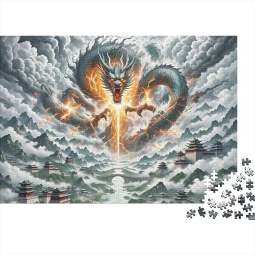 The Dragon Holz Puzzle 1000 Teile Für Erwachsene - Unmögliches Legespiel, Stressabbau Spielzeug, Premium Home Dekoration, 1000pcs (75x50cm) von FYQTCIAN