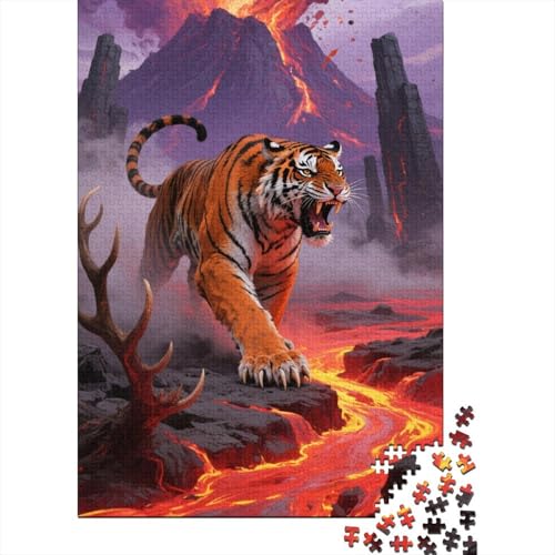 Tier Kunst 1000 Teile Schwieriges Holzpuzzle Tiger - Premium Puzzle Für Erwachsene, Familientaugliches Geschicklichkeitsspiel, Kreative Wanddekoration Geschenk 1000pcs (75x50cm) von FYQTCIAN