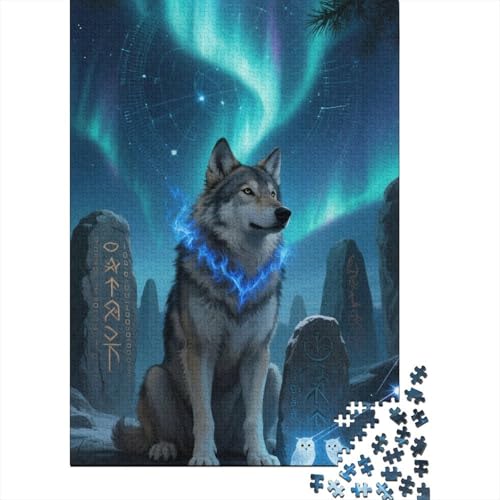 Tier Kunst 1000 Teile Schwieriges Holzpuzzle Wolf - Premium Puzzle Für Erwachsene, Familientaugliches Geschicklichkeitsspiel, Kreative Wanddekoration Geschenk 1000pcs (75x50cm) von FYQTCIAN