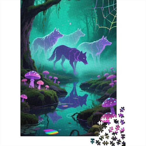 Tier Kunst 1000 Teile Schwieriges Holzpuzzle Wolf - Premium Puzzle Für Erwachsene, Familientaugliches Geschicklichkeitsspiel, Kreative Wanddekoration Geschenk 1000pcs (75x50cm) von FYQTCIAN
