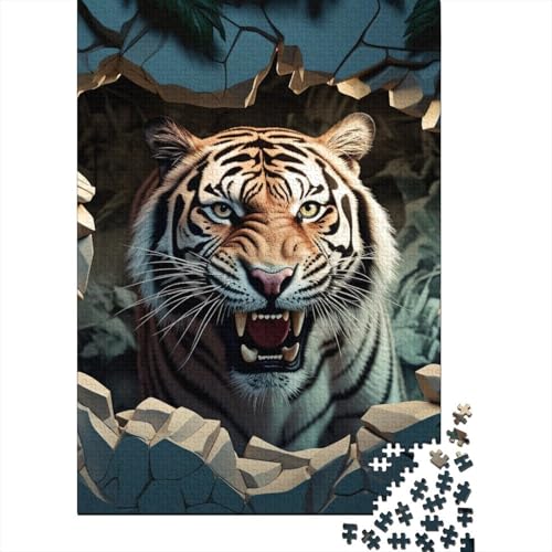 Tiger 1000 Teile Premium Holz Puzzle Für Erwachsene - Herausforderndes Geschicklichkeitsspiel,Wildtiere Entspannendes Legespiel Für Familie, Wanddekoration Geschenk 1000pcs (75x50cm) von FYQTCIAN