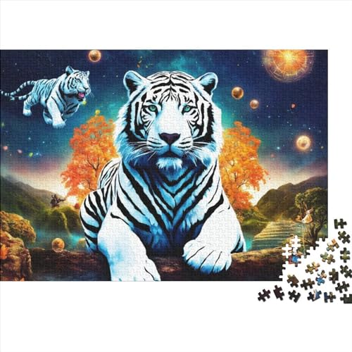 Tiger Puzzle 1000 Teile Schwer Puzzle Spielzeug Lernspiel Impossible Waldtiere Herausforderungsspielzeug Für Erwachsene Kinder 1000pcs (75x50cm) von FYQTCIAN