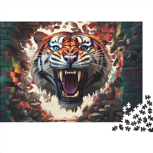 Tiger Puzzle 1000-teilige Schwer Puzzle Spielzeug Pädagogisches Spiel Impossible Wildtiere Herausforderungsspielzeug Für Erwachsene Und Kinder in Bewährter 1000pcs (75x50cm) von FYQTCIAN
