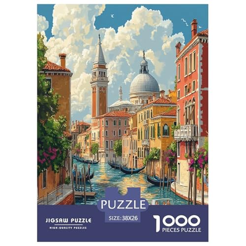 Venedig Wasserstadt Puzzles 1000 Teile Schwer Puzzle Spielzeug Lernspiel Impossible Herausforderung Spielzeug Für Erwachsene Und Kinder in Bewährter 38x26cm/1000pcs von FYQTCIAN