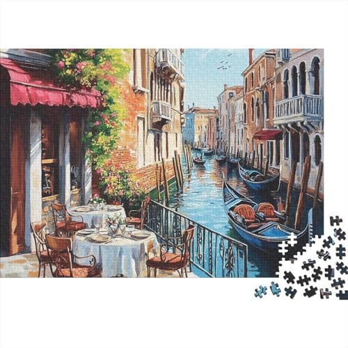 Venedig Water City Puzzle 1000-teilige Schwer Puzzle Spielzeug Lernspiel Impossible Pet Hund Herausforderung Spielzeug Für Erwachsene Und Kinder Ab 12 Jahren 1000pcs (75x50cm) von FYQTCIAN