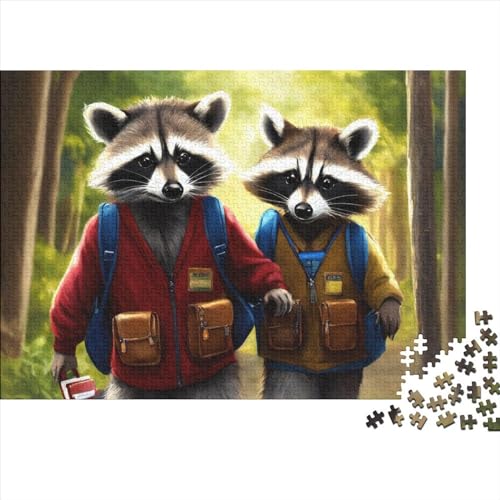 Waschbären Puzzles 1000-teilige Schwer Puzzle Spielzeug Lernspiel Impossible Niedliche Tiere Herausforderungsspielzeug Für Erwachsene Und Kinder in Bewährter 1000pcs (75x50cm) von FYQTCIAN