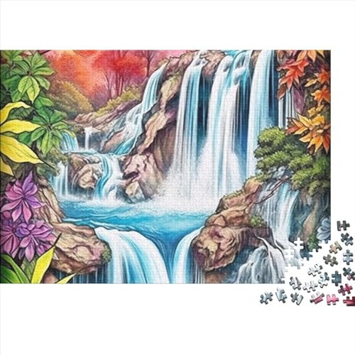 Wasserfall Puzzle 1000 Teile Schwer Puzzle Spielzeug Pädagogisches Spiel Impossible Herausforderungsspielzeug Für Erwachsene Kinder 1000pcs (75x50cm) von FYQTCIAN