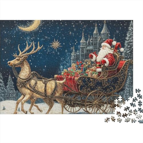 Weihnachtsmann Puzzles 1000-teilige Schwer Puzzle Spielzeug Lernspiel Impossible Tier Herausforderungsspielzeug Für Erwachsene Kinder 1000pcs (75x50cm) von FYQTCIAN