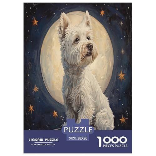 West Highland Weißer Terrier Puzzles 1000 Teile Schwer Puzzle Spielzeug Lernspiel Impossible Herausforderung Spielzeug Für Erwachsene Kinder 38x26cm/1000pcs von FYQTCIAN