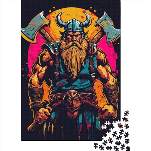 Wikinger-Mythos Holz Puzzle 1000 Teile Für Erwachsene - Unmögliches Legespiel, Stressabbau Spielzeug, Premium Home Dekoration, 1000pcs (75x50cm) von FYQTCIAN