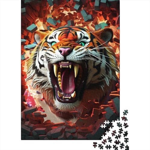 Wildtiere 1000 Teile Schwieriges Holzpuzzle Tiger - Premium Puzzle Für Erwachsene, Familientaugliches Geschicklichkeitsspiel, Kreative Wanddekoration Geschenk 1000pcs (75x50cm) von FYQTCIAN