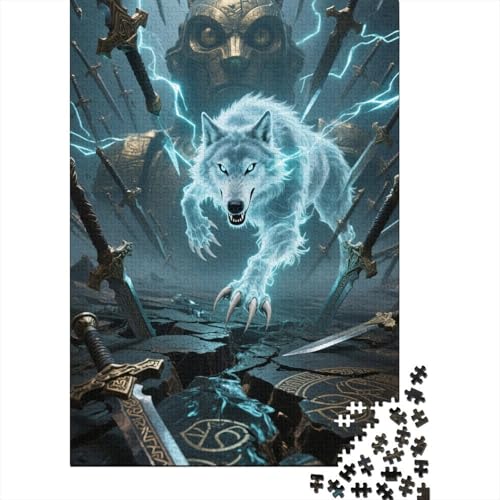 Wolf 1000-Teile Premium Holzpuzzle - Tier Kunst Unmögliches Puzzle Für Erwachsene, Pädagogisches Familienspiel, Hochwertige Wandkunst Geschenkidee 1000pcs (75x50cm) von FYQTCIAN