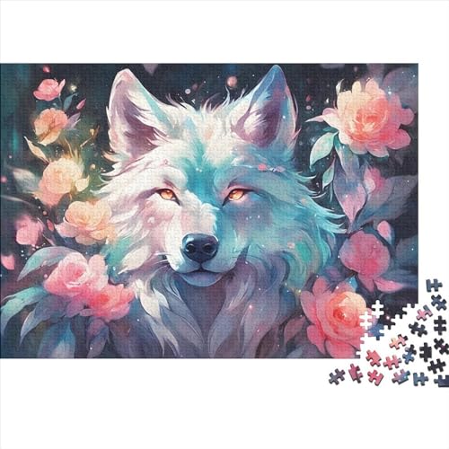 Wolf Puzzle 1000-teilige Schwer Puzzle Spielzeug Lernspiel Impossible CKunstoon Floral Herausforderungsspielzeug Für Erwachsene Und Kinder in Bewährter 1000pcs (75x50cm) von FYQTCIAN