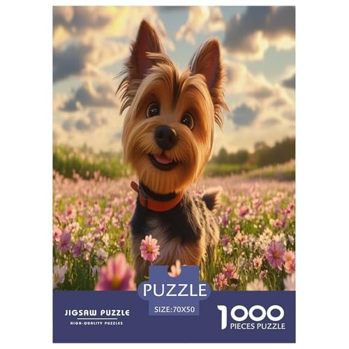 Yorkshire Terrier Puzzles 1000 Teile Schwer Puzzle Spielzeug Lernspiel Impossible Herausforderung Spielzeug Für Erwachsene Kinder 70x50cm/1000pcs von FYQTCIAN