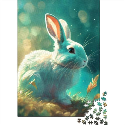 Zeichentrickfilm 1000 Teile Schwieriges Holzpuzzle Niedlich Hase - Premium Puzzle Für Erwachsene, Familientaugliches Geschicklichkeitsspiel, Kreative Wanddekoration Geschenk 1000pcs (75x50cm) von FYQTCIAN