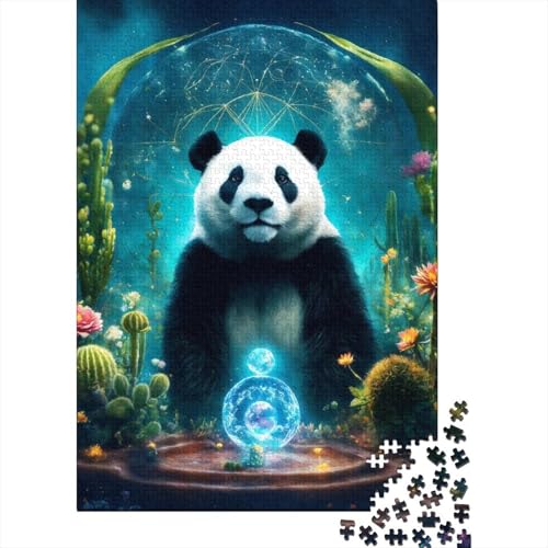 Zeichentrickfilm 1000 Teile Schwieriges Holzpuzzle Panda - Premium Puzzle Für Erwachsene, Familientaugliches Geschicklichkeitsspiel, Kreative Wanddekoration Geschenk 1000pcs (75x50cm) von FYQTCIAN