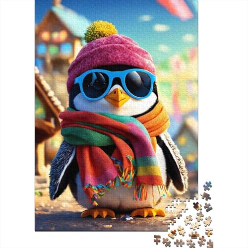 Zeichentrickfilm 1000 Teile Schwieriges Holzpuzzle Pinguin - Premium Puzzle Für Erwachsene, Familientaugliches Geschicklichkeitsspiel, Kreative Wanddekoration Geschenk 1000pcs (75x50cm) von FYQTCIAN