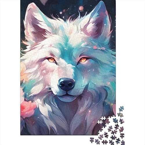 Zeichentrickfilm Floral 1000 Teile Schwieriges Holzpuzzle Wolf - Premium Puzzle Für Erwachsene, Familientaugliches Geschicklichkeitsspiel, Kreative Wanddekoration Geschenk 1000pcs (75x50cm) von FYQTCIAN