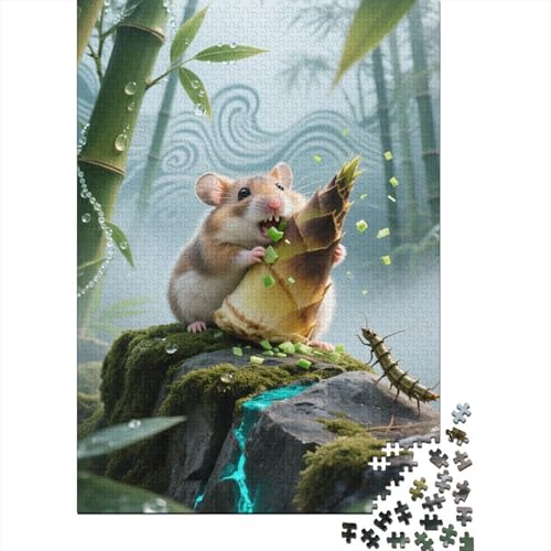 Zeichentrickfilm Kunst 1000 Teile Schwieriges Holzpuzzle Hamster - Premium Puzzle Für Erwachsene, Familientaugliches Geschicklichkeitsspiel, Kreative Wanddekoration Geschenk 1000pcs (75x50cm) von FYQTCIAN